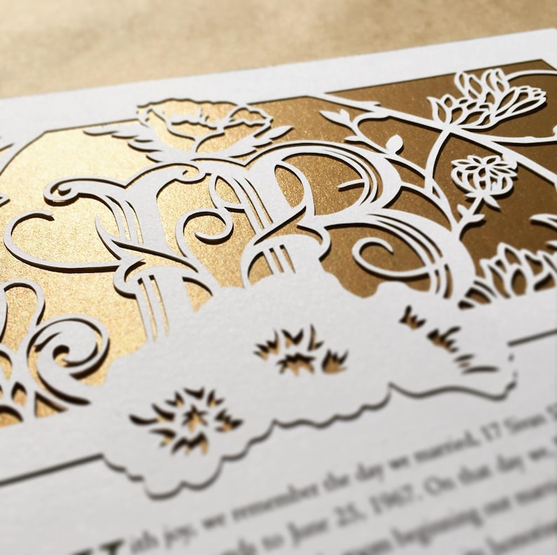 Succulents Garden papercut ketubah by Naomi Shiek
