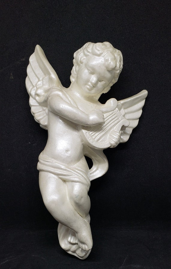 Antique Vintage Set of 2 Angels Wall Decor Cherub Art Sculpture Greek