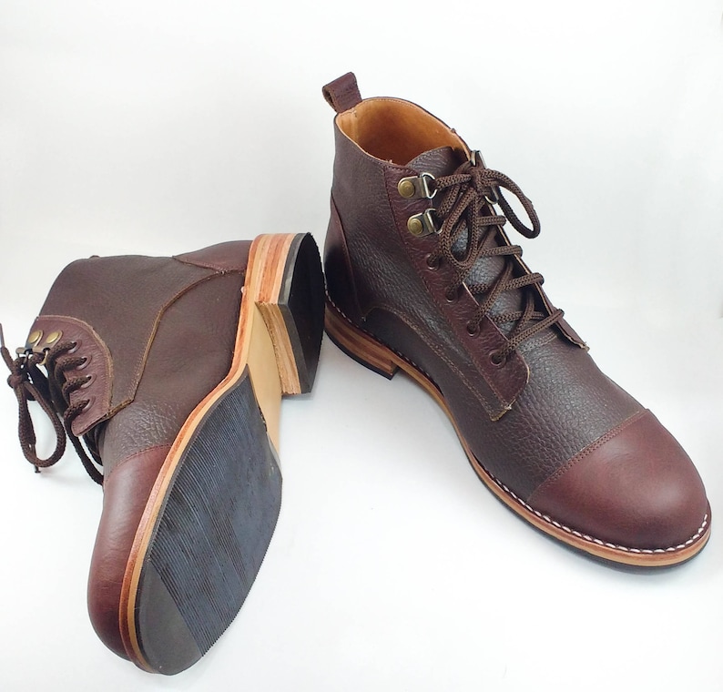 handmade leather boots leather boots custom made shoes Men/'s leather shoes men/'s shoes tied up leather boots round cap toe boots