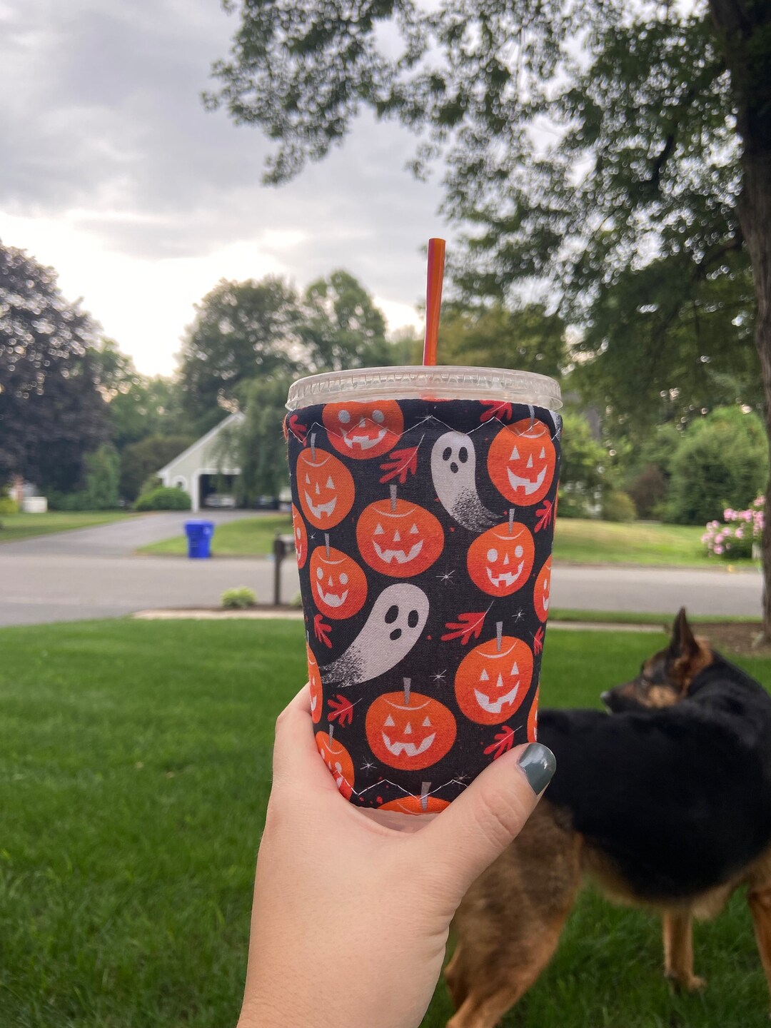 Pumpkin/ghost Coffee Cozy Iced Coffee Cozy Sleeve Etsy