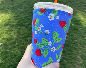 Strawberries Coffee Cozy Iced Coffee Cozy Sleeve