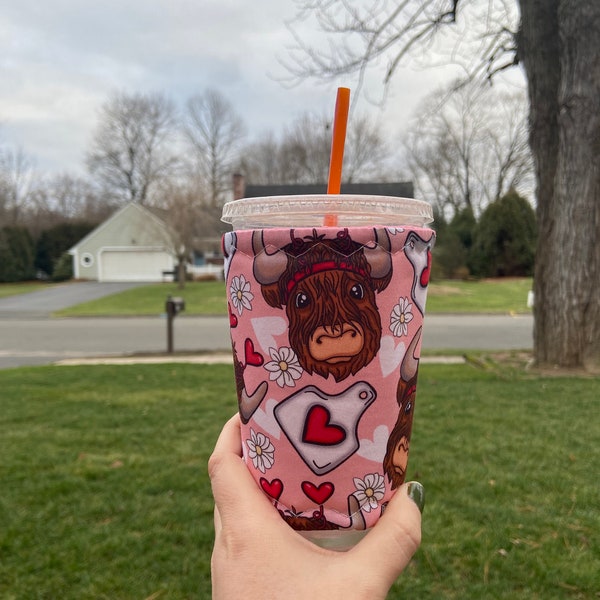 Valentines Cows Coffee Cozy Iced Coffee Cozy Sleeve