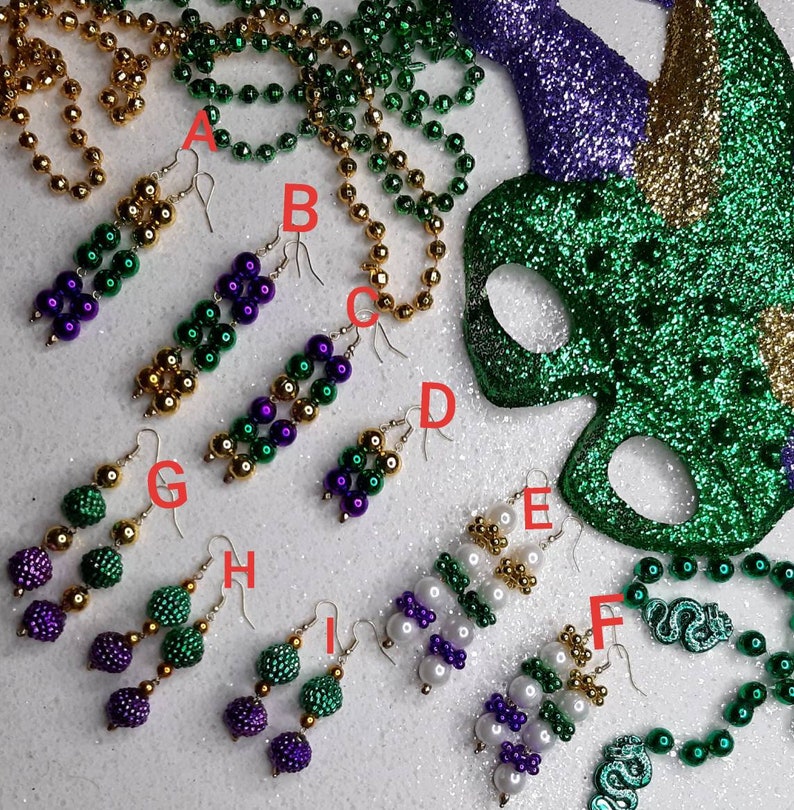 mardi gras colored earrings