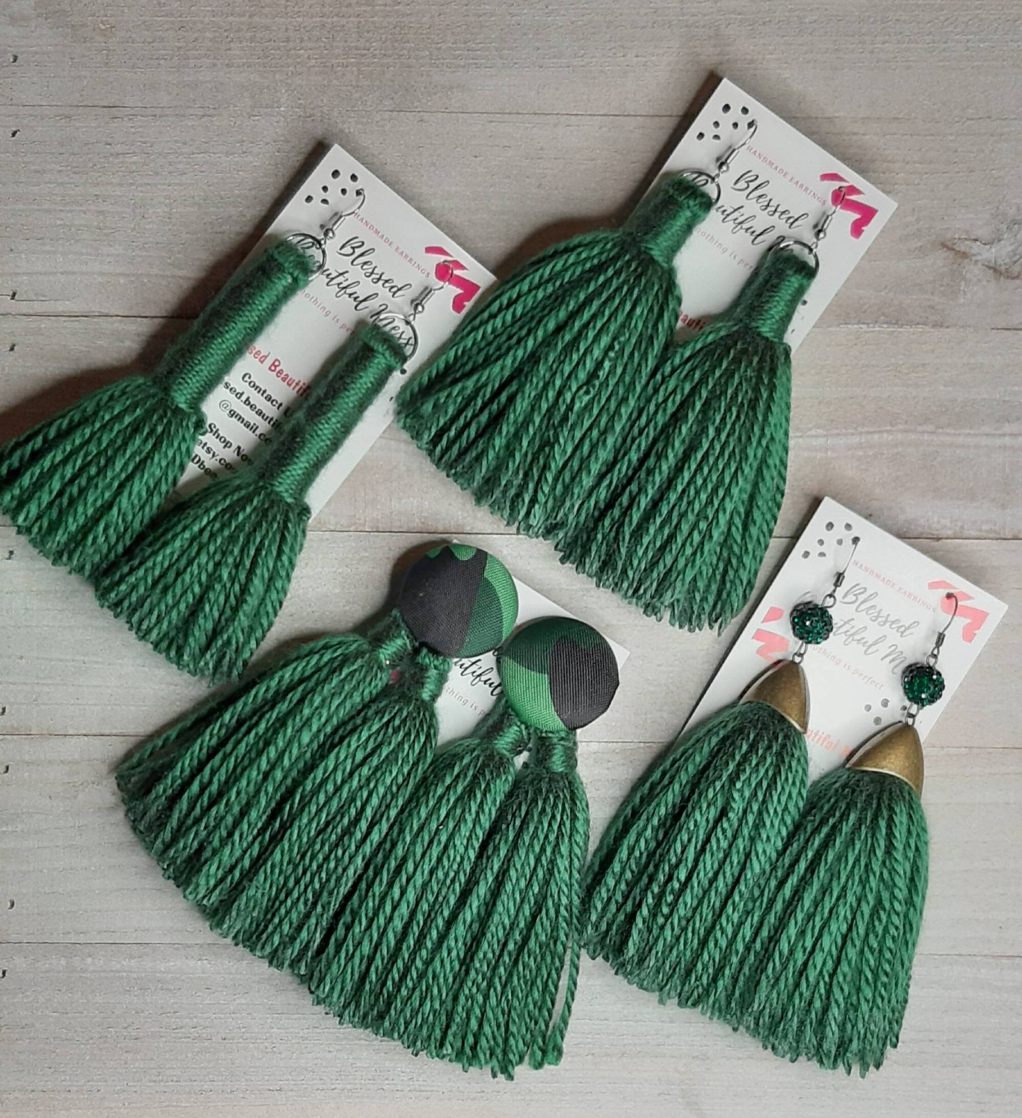 Yarn Tassel Earrings Etsy