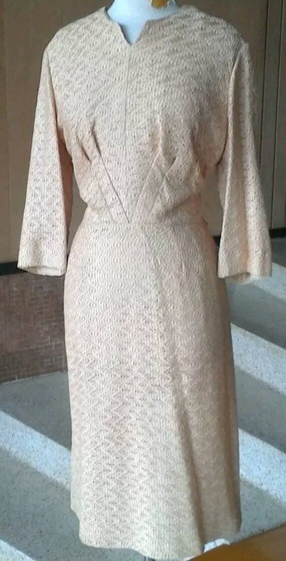 1940's cream knit dress by Franklin Originals. An