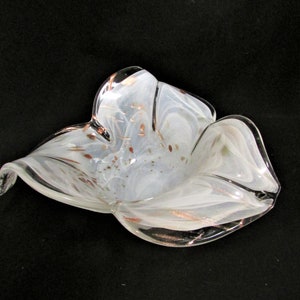 Vintage Murano Style Hand Blown Tulip Pattern Art Glass Bowl