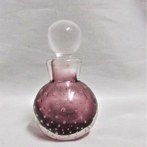 Vintage Hand Blown Perfume Bottle with Glass Stopper