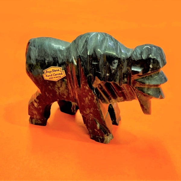 Vintage Carved ONYX BUFFALO - Heavy!