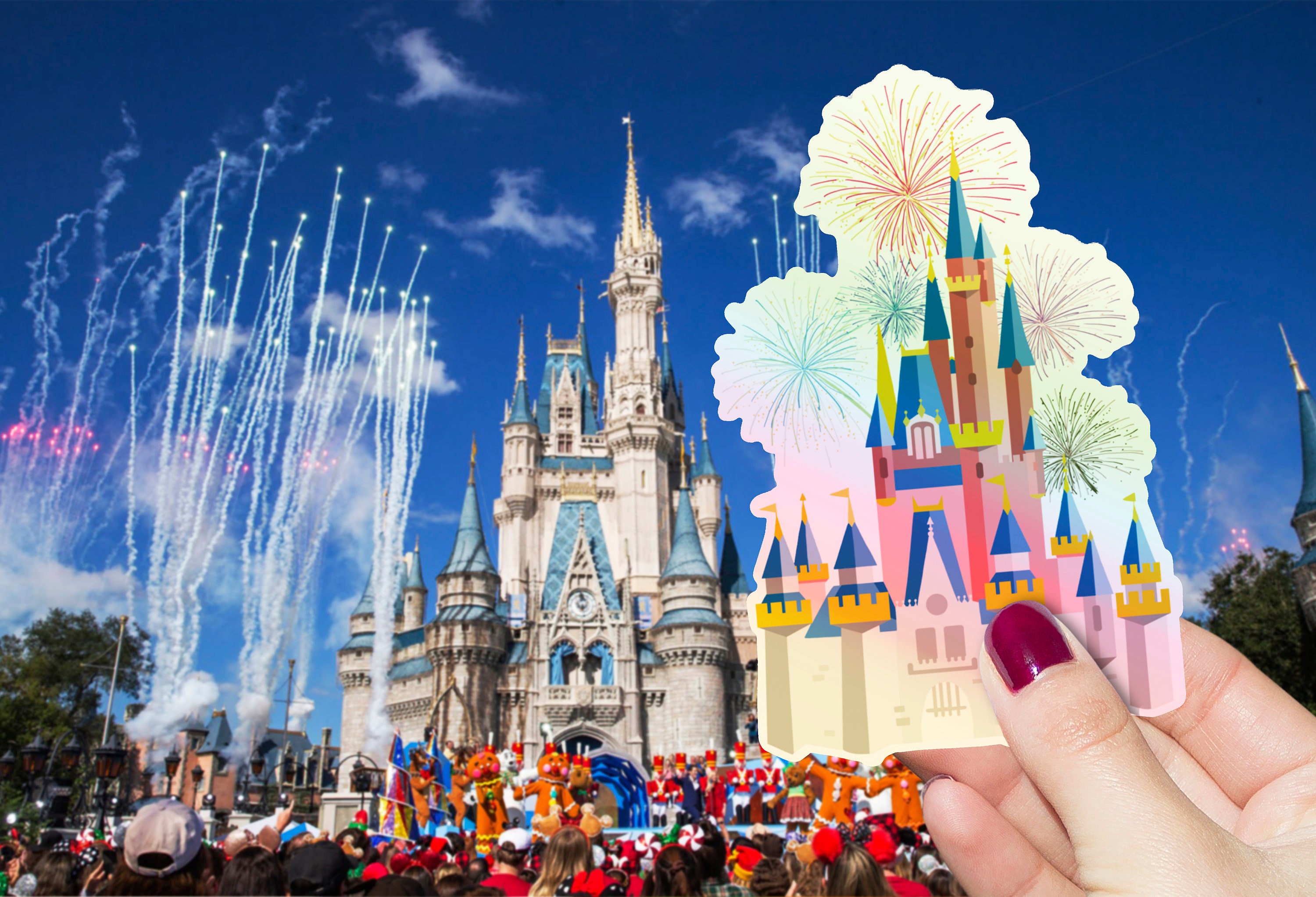 Cinderella Castle Fireworks Holographic Sticker Walt Etsy