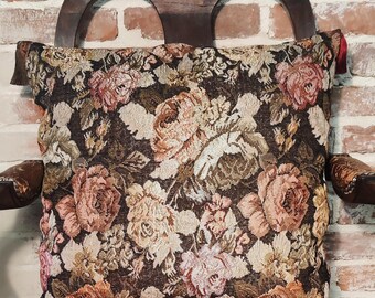 Vintage Woven Cushion Cover, Floral Tapestry Throw Pillow