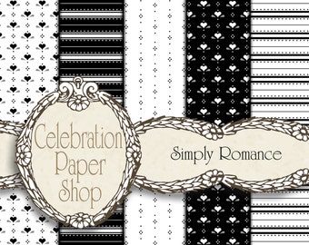 Black and White Digital Paper, Scrapbook Paper, Digital Download for Paper Crafts, Digital Scrapbook Paper, Paper Artwork & Background Paper