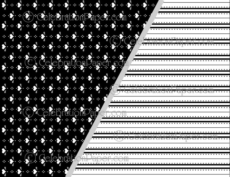Black and White Digital Paper, Scrapbook Paper, Digital Download for