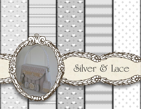 Silver Wedding Anniversary Gray Digital Paper Scrapbook | Etsy