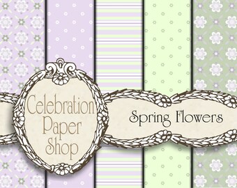 Floral Digital Paper, Lavender Digital Paper, Scrapbook Paper, Pastel Digital Paper for Paper Crafts, Digital Scrapbook & Background Paper.