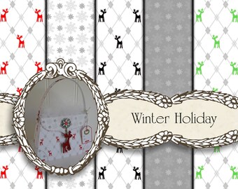 Reindeer Digital Paper, Holiday Digital Paper, Christmas Digital Download for Christmas Crafts, Christmas Paper & Digital Christmas Cards.
