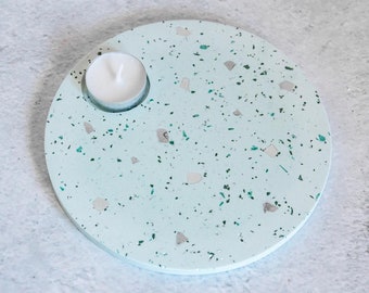 Blue and grey terrazzo Jesmonite vanity plate/placemat/tray/centrepiece