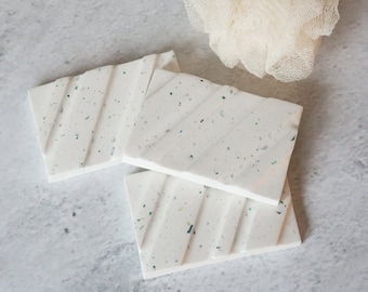 Green and blue terrazzo handmade Jesmonite soap dish/holder