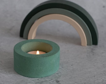 Forest handmade concrete tealight holder