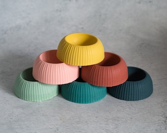 Fluted ribbed round handmade Jesmonite tealight holder/trinket pot available in any colour!