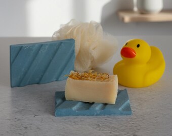 Seconds blue handmade Jesmonite soap dish/holder