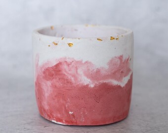 Red and white with gold Jesmonite plant/utensil pot