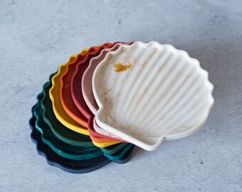 Marbled metallic handmade seashell Jesmonite trinket tray