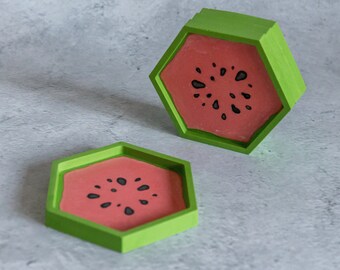 Watermelon hexagon coaster/trinket tray