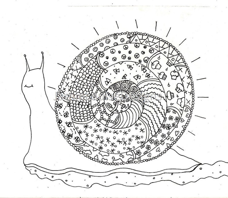 Adult coloring page snail digital copy | Etsy