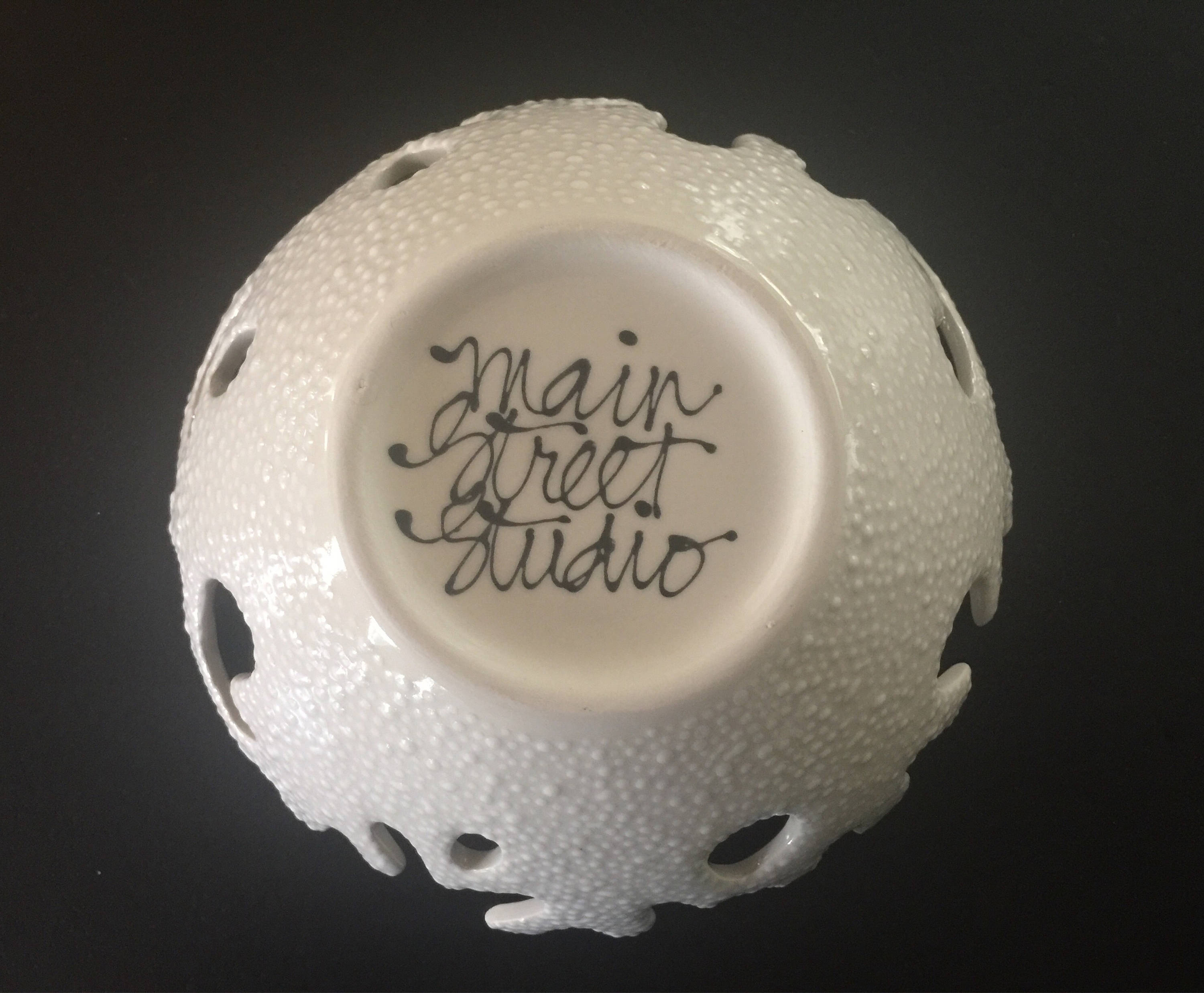 Handmade ceramic white coral bowl with dot texture on outside Etsy