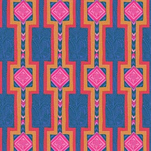 Labyrinth Royal Brave with Love Always by Anna Maria for Free Spirit fabric Hot Pink Retired 2023 vivid colors Sold by the Yard Pink vibe