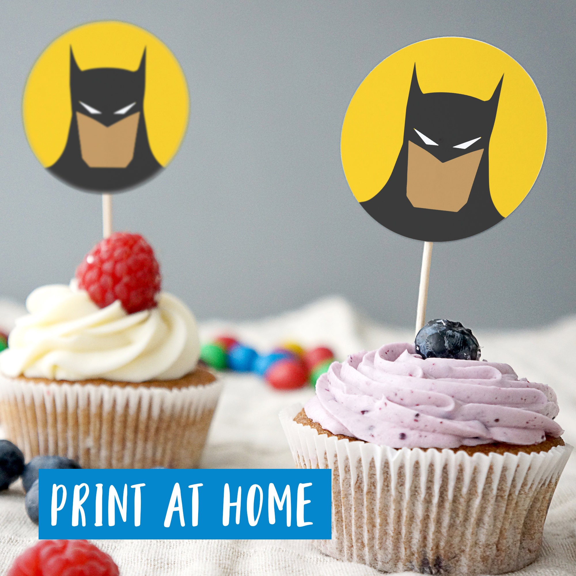 Batman Cupcake Toppers Printable Batman Cake Topper Batman Etsy