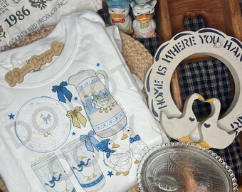 Goose lover granny cottage core vibes vintage thrifting design tshirt