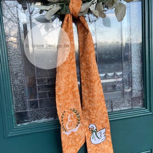 Orange Floral Personalized Goose Door Wreath Sash