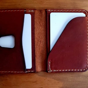 Tasche Leder Geldbörse - Single Falten Minimalist Leder Kartenhalter - Leder Kartenhalter - Vegtan Kastanie Braun