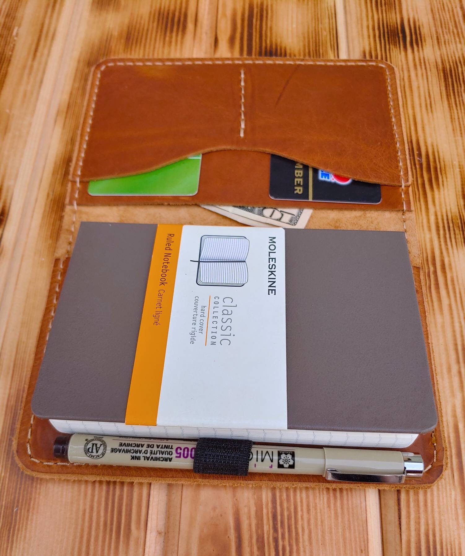 Leather Moleskine Pocket Cover with Pen Loop Leather Notebook Etsy
