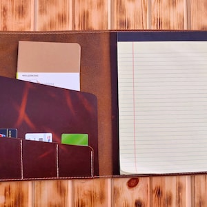Anteckningsblock i läder i A4-format, portföljfodral i A4-format, läderfodral för iPad, läderblock - 20,5 x 28,5 cm