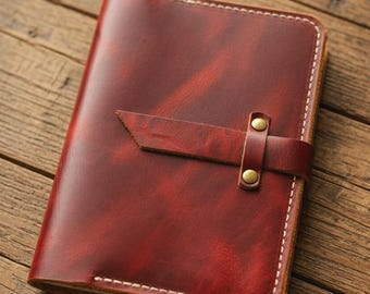 Handmade Cayenne Leather B6 Stalogy Journal Cover with Pen Loop