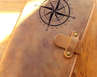 Moleskine Large Leather Journal Cover, Large Leather notebook Handmade Crazyhorse Brown Leather Journal Cover with Pen Loop (5x8.25)