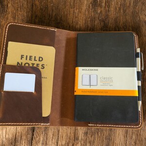 Leather Moleskine Medium Journal Cover with Pen Loop, Medium Notebook Cover, Leather Journal Cover, 4.5" x 7" Saddle Harvest
