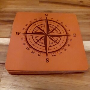 Personalized Leather Coaster Set, home decor, housewarming gift, wedding decor, wedding favors, wedding gift (Pack of 4)