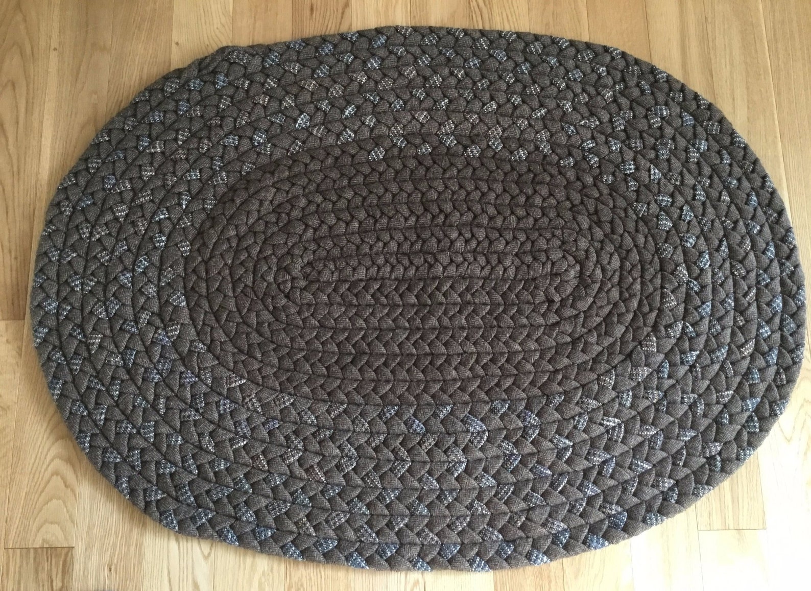 Wool Braided Rug Brown Etsy