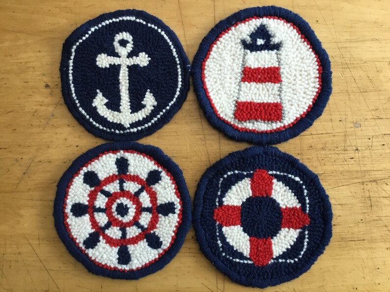 Oxford Punch Needle Kit Nautical Mug Rugs Madmatters Etsy