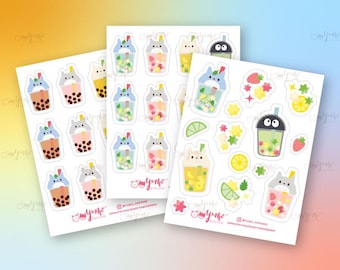 Pegatina de té con leche Boba Kawaii: Espíritu del bosque de anime