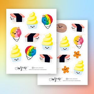 Aloha Foodie Spam Musubi Shave Ice Pineapple Whip Soft Serve Malasada Sticker Sheets
