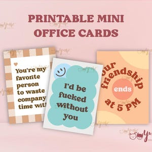 Mini cartes de collègue drôles imprimables numérique bricolage bureau de travail Besties Life