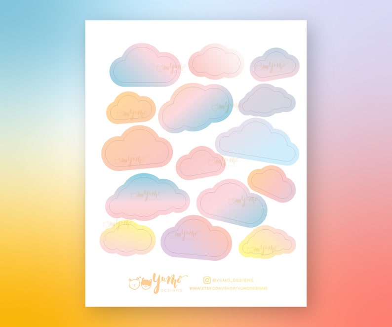 cotton candy clouds ombre rainbow