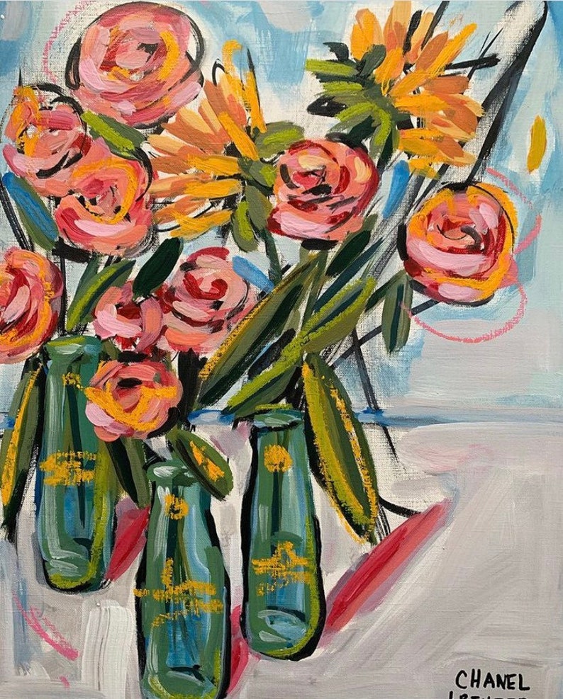 11x14 Colorful flowers in a vase print