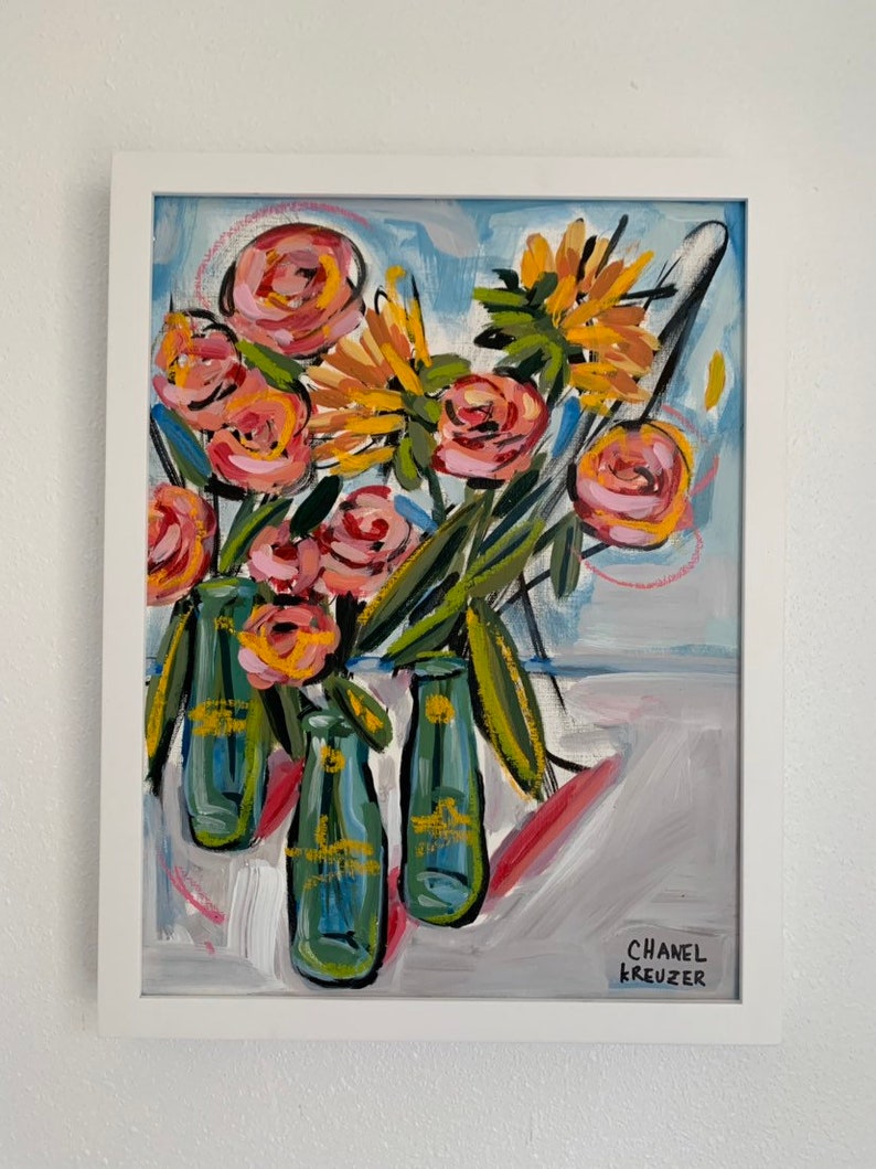 11x14 Colorful flowers in a vase print