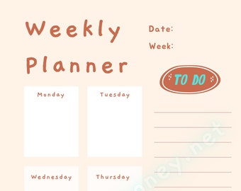 Weekly Planner Printable To Do List - Print at Home Pastel Calendar Page – One Week Colourful Journal – A4 Manifestation Portrait Planner