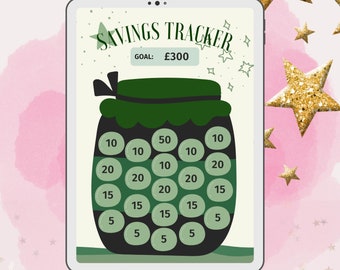 Green Digital Savings Tracker, Colourful Savings Planner, Etsy Tracker, Savings Chart, Green Savings Tracker Digital